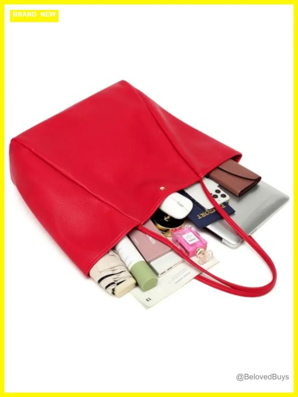 Large Leather Tote Bag Work Bag Spacious Minimalist Handbag